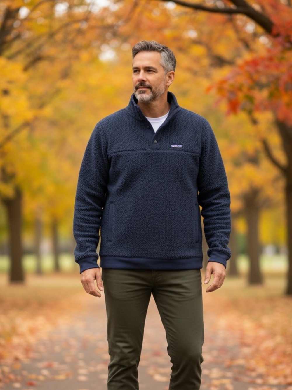 Patagonia Shearling Button Pullover Jacket Navy